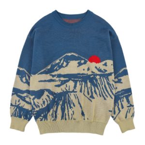 Sweater rajut biru motif gunung dari Roughneck