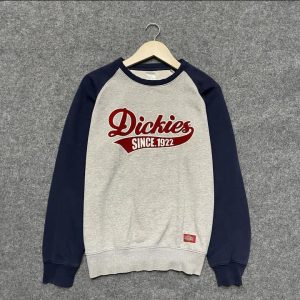 Crewneck biru dongker lengan putih logo Dickies