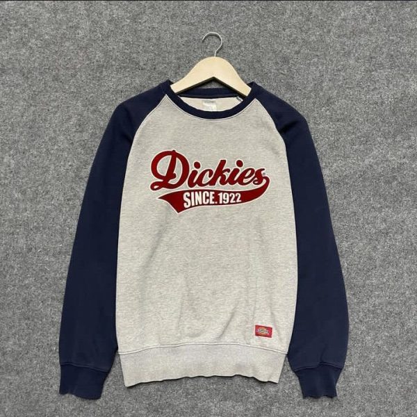 Crewneck biru dongker lengan putih logo Dickies